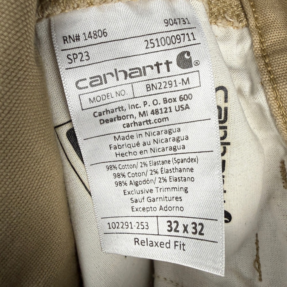 Carhartt Canvas Work Pant Mens 32x32 Tan Rugged Flex Relaxed Fit BN2291-M - Picture 11 of 11